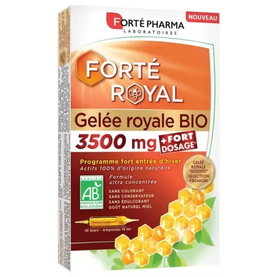 Forté Royal Gelée Royale Bio 3500mg 10 Ampoules de 15ml Forté Royal Gelée Royale Bio 3500mg 10 Ampoules de 15ml