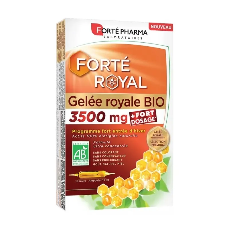 Forté Royal Gelée Royale Bio 3500mg 10 Ampoules de 15ml Forté Royal Gelée Royale Bio 3500mg 10 Ampoules de 15ml