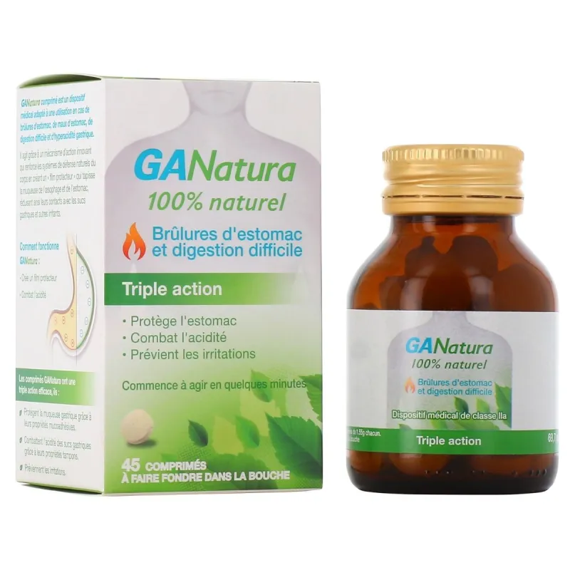 GaNatura Brûlures d'Estomac Triple Action 45 Comprimés GaNatura Brûlures d'Estomac Triple Action 45 Comprimés