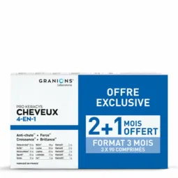 Granions Pro Keracys Cheveux Anti-Chute Force Croissance Brillance 3x90comprimés