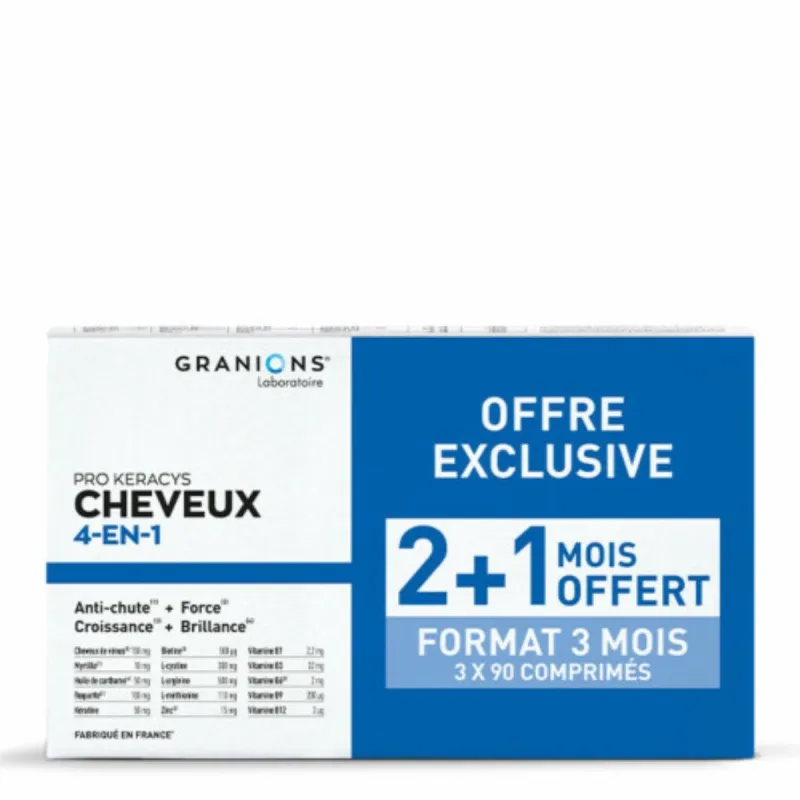Granions Pro Keracys Cheveux Anti-Chute Force Croissance Brillance 3x90comprimés
