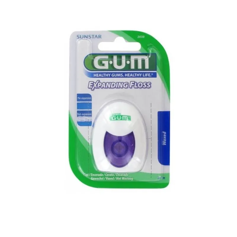 GUM Expanding Floss Fil Dentaire Ciré 30 mètres