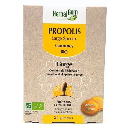 Herbalgem Propolis Large Spectre Gommes Bio Citron X24