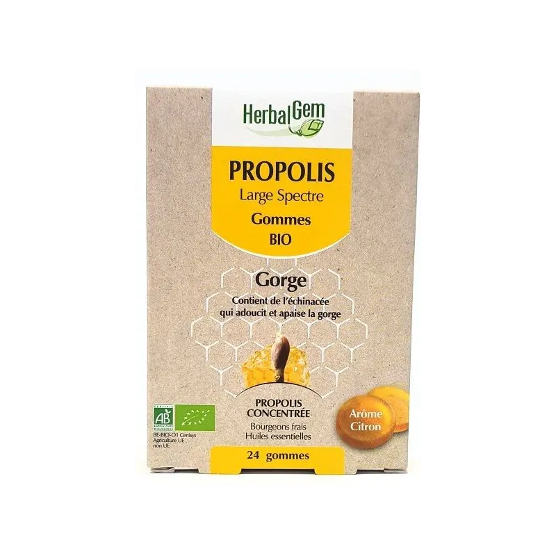 Herbalgem Propolis Large Spectre Gommes Bio Citron X24
