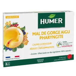 Humer Mal de Gorge Pharyngite 20 Pastilles Fruits Rouges