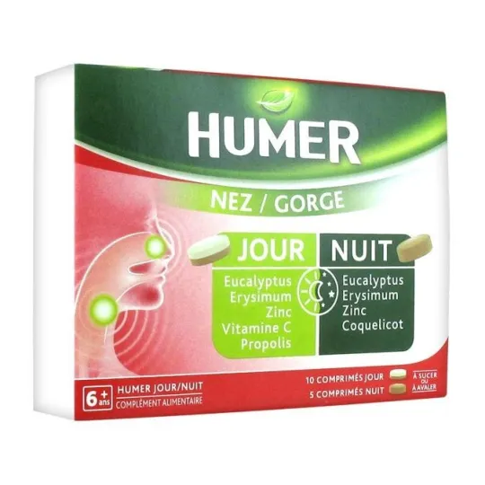 Humer Nez Gorge Jour Nuit 15 Comprimés Humer Nez Gorge Jour Nuit 15 Comprimés