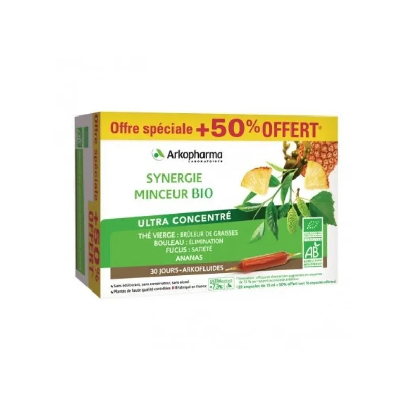 Arkofluides Bio Synergie Minceur Vegan 30 Ampoules Arkofluides Bio Synergie Minceur Vegan 30 Ampoules