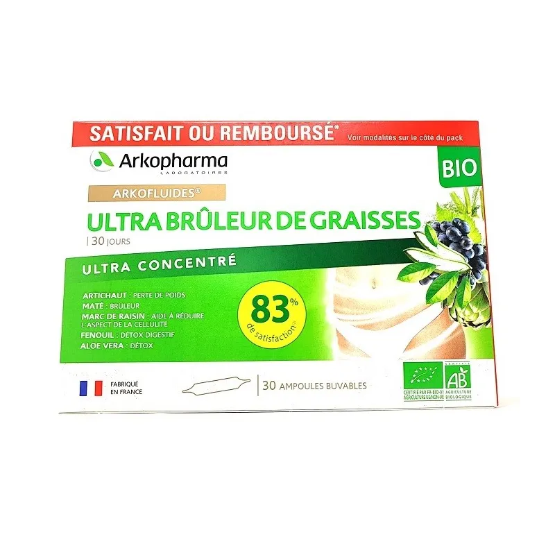 Arkofluides Bio Ultra Brûleur de Graisses Vegan 30 Ampoules Arkofluides Bio Ultra Brûleur de Graisses Vegan 30 Ampoules