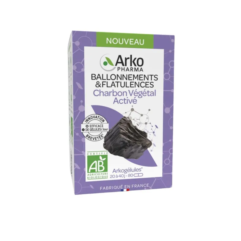 Arkogélules Charbon Végétal Active Bio 80 Gélules