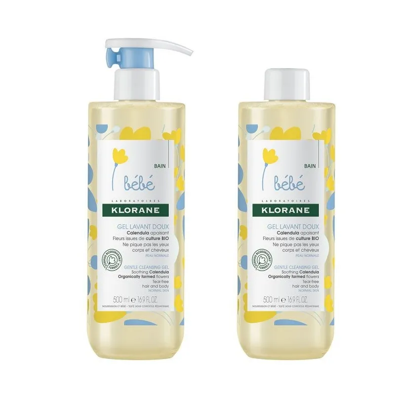 Klorane Bébé Gel Douceur Lavant Corps et Cheveux 2X500 ml Klorane Bébé Gel Douceur Lavant Corps et Cheveux 2X500 ml