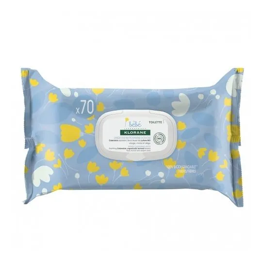 Klorane Bébé Lingettes Epaisses Nettoyantes Douceur X70 Klorane Bébé Lingettes Epaisses Nettoyantes Douceur X70