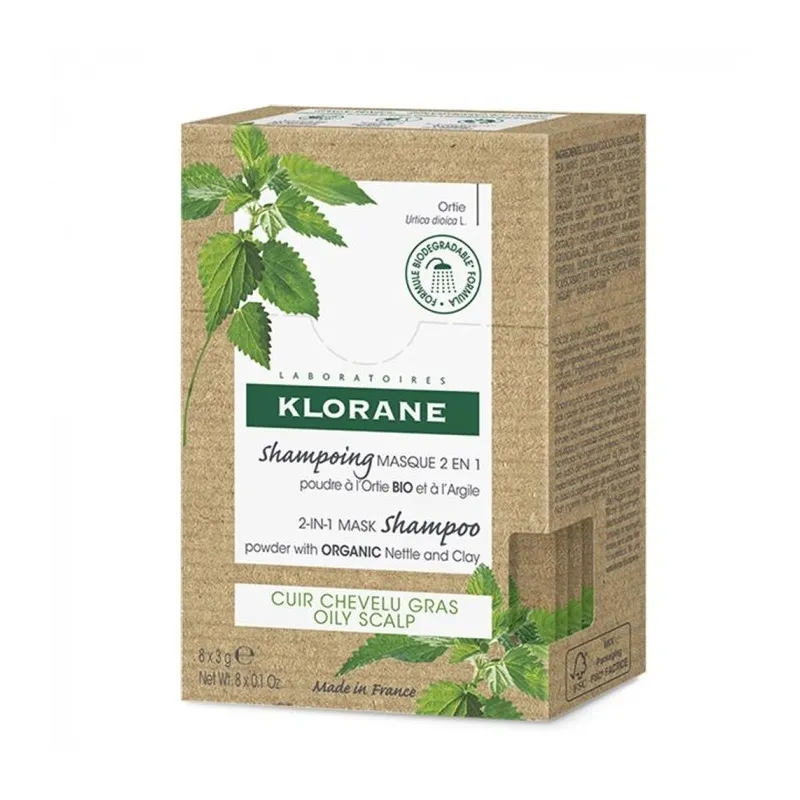Klorane Ortie Bio Shampooing Masque 2 en 1 à l'Argile 8X3g Klorane Ortie Bio Shampooing Masque 2 en 1 à l'Argile 8X3g