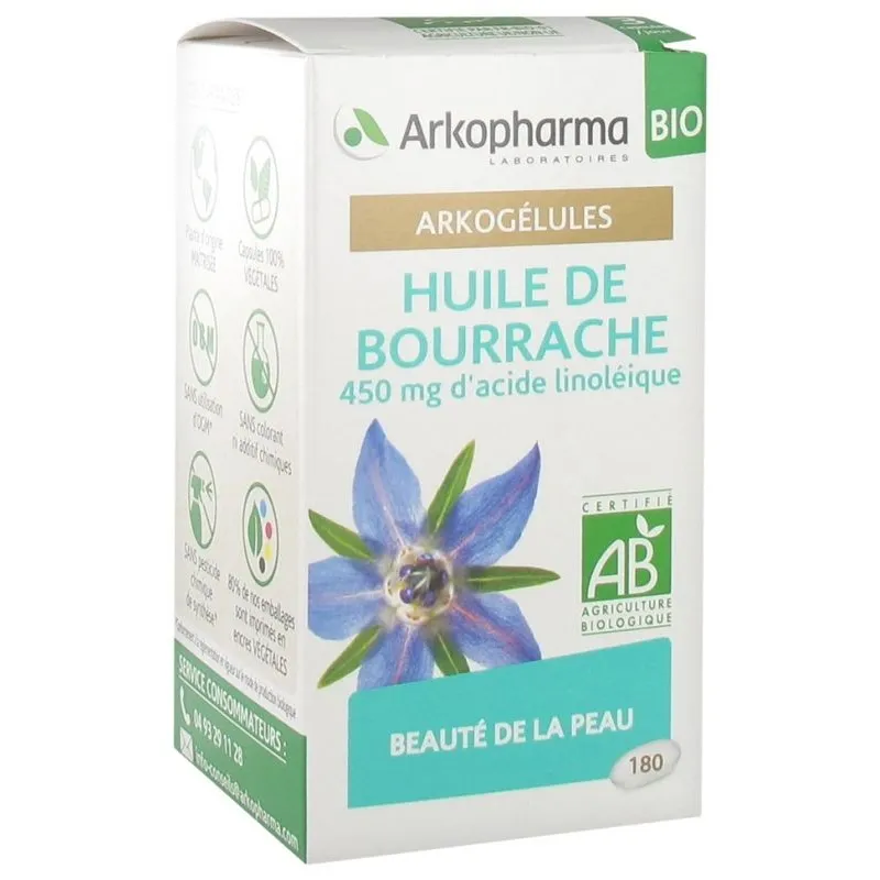 Arkogélules Huile de Bourrache Bio 180 gélules Arkogélules Huile de Bourrache Bio 180 gélules