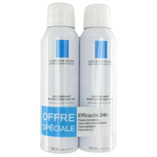 La Roche Posay Déodorant Physiologique 24H Aérosol 2x150ml La Roche Posay Déodorant Physiologique 24H Aérosol 2x150ml