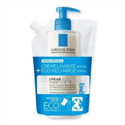 La Roche-Posay Lipikar Syndet AP+ Crème Lavante 400ml+ Éco-Recharge 400ml