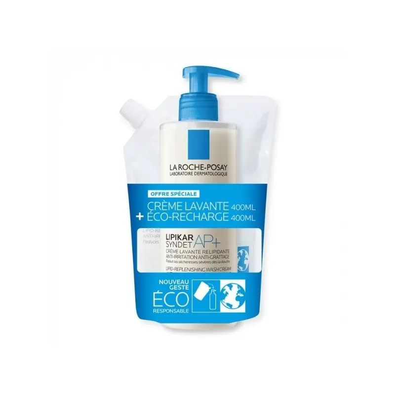 La Roche-Posay Lipikar Syndet AP+ Crème Lavante 400ml+ Éco-Recharge 400ml La Roche-Posay Lipikar Syndet AP+ Crème Lavante 400ml+ Éco-Recharge 400ml