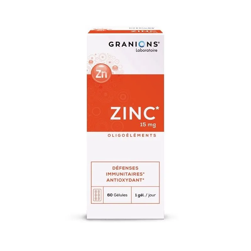 Laboratoire des Granions Zinc 15mg Défenses Immunitaires 60 Gélules