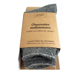 LCDT Chaussettes Molletonnées Taille 35 à 38-Gris Chiné