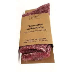 LCDT Chaussettes Molletonnées Taille 35 à 38-Rouge Chiné