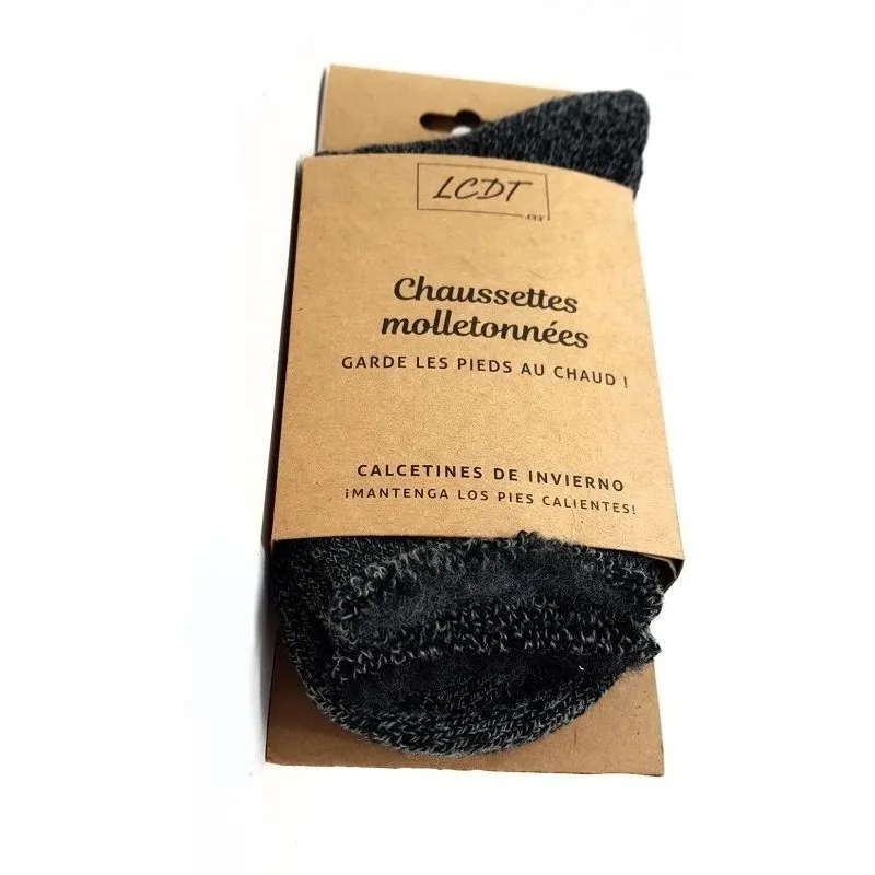 LCDT Chaussettes Molletonnées Taille 39 à 42-Noir Chiné