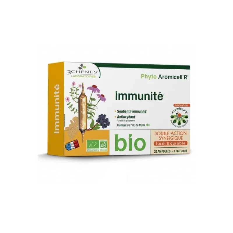 Les 3 Chênes Phyto Aromicell'R Immunité Bio 20 Ampoules Les 3 Chênes Phyto Aromicell'R Immunité Bio 20 Ampoules