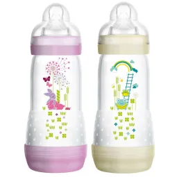 MAM Biberon Anti-Colique Easy Start lot 2x320ml Rose+Blanc