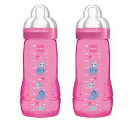 MAM Biberon Easy Active 2ème âge Lot 2x330ml Rose Fushia