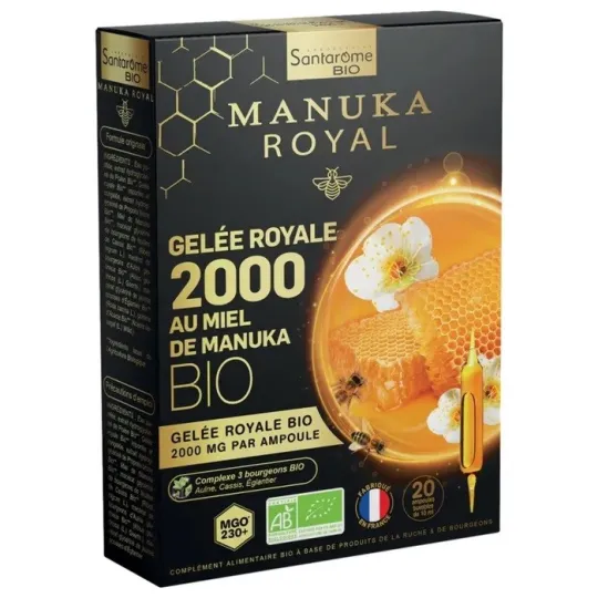 Manuka Royal Gelée Royale 2000 Au Miel De Manuka Bio 20 Ampoules de 10ml Manuka Royal Gelée Royale 2000 Au Miel De Manuka Bio 20 Ampoules de 10ml