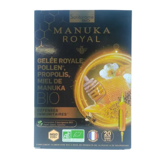 Manuka Royal Gelée Royale Pollens Propolis Miel De Manuka Bio 20 Ampoules de 10ml