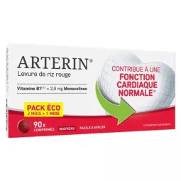 Arterin Levure de Riz Rouge Fonction Cardiaque 90 comprimés