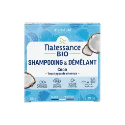 Natessance Bio Shampooing & Démêlant Solide Coco Bio Vegan 65g