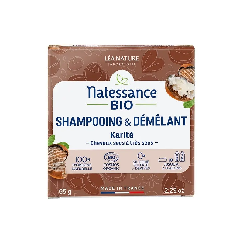 Natessance Bio Shampooing & Démêlant Solide Karité Bio Vegan 65g Natessance Bio Shampooing & Démêlant Solide Karité Bio Vegan 65g
