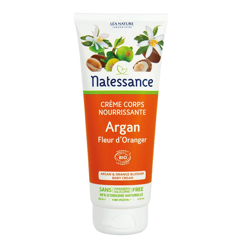 Natessance Crème Corps Nourrissante Argan - Fleur d'Oranger 200ml Natessance Crème Corps Nourrissante Argan - Fleur d'Oranger 200ml