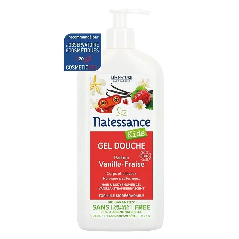 Natessance Kids Gel douche Vanille Fraise Bio 500ml Natessance Kids Gel douche Vanille Fraise Bio 500ml