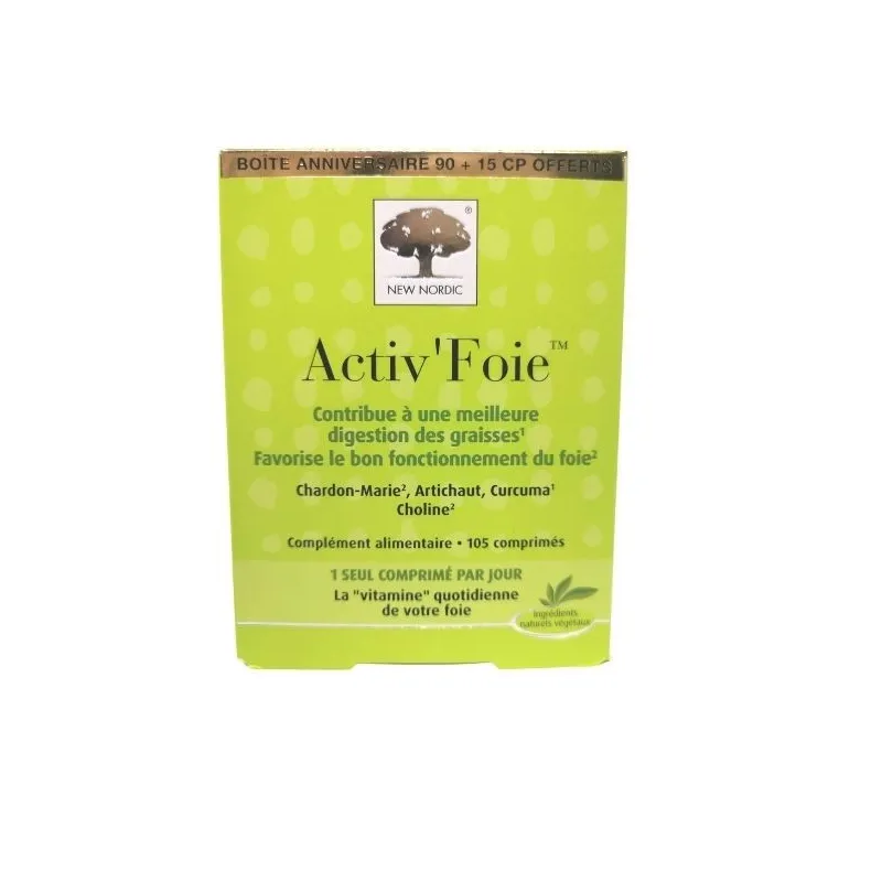 New Nordic Activ Foie 90 + 15 Comprimés OFFERTS New Nordic Activ Foie 90 + 15 Comprimés OFFERTS
